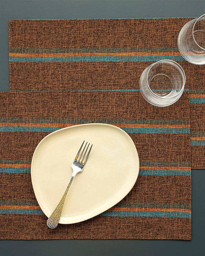 Big lines Polyestere 2 Set Place Mat 30x45 cm Brown