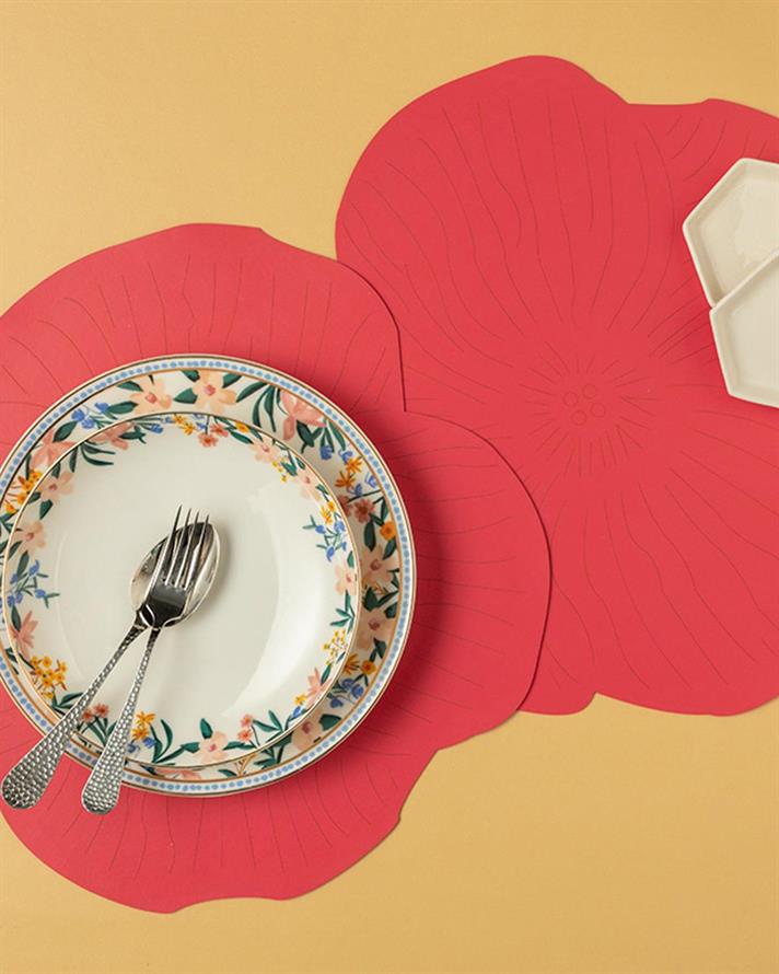 Blossom Faux Leather 2 Set Place Mat 40 cm Pink