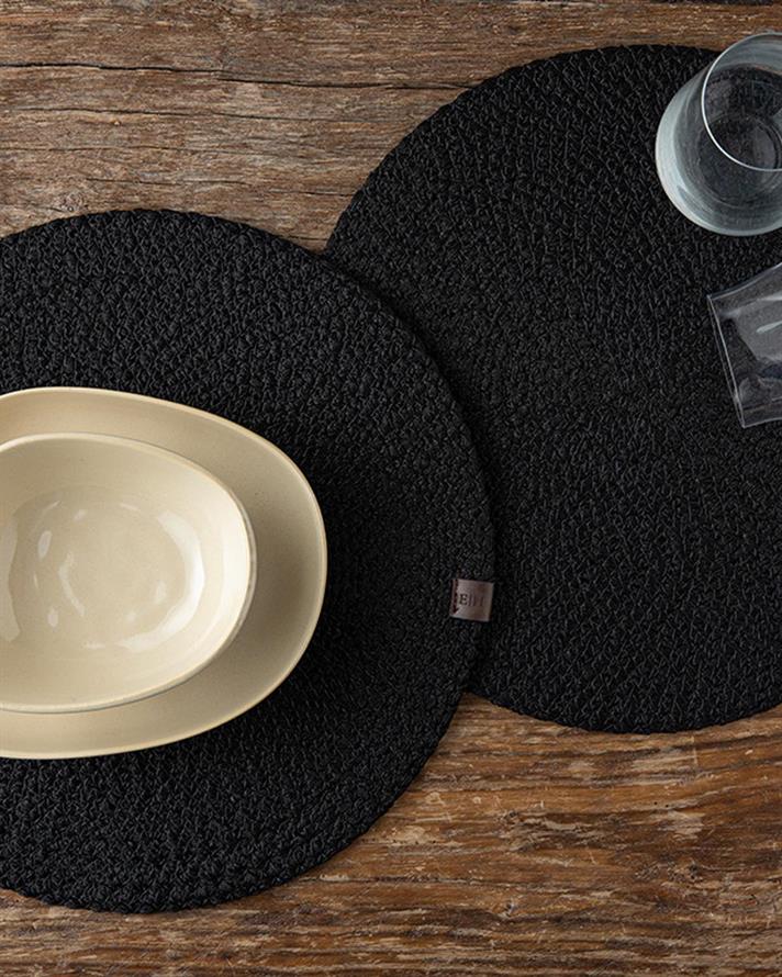 Dalia Jute 2 Set Place Mat 35 cm Black