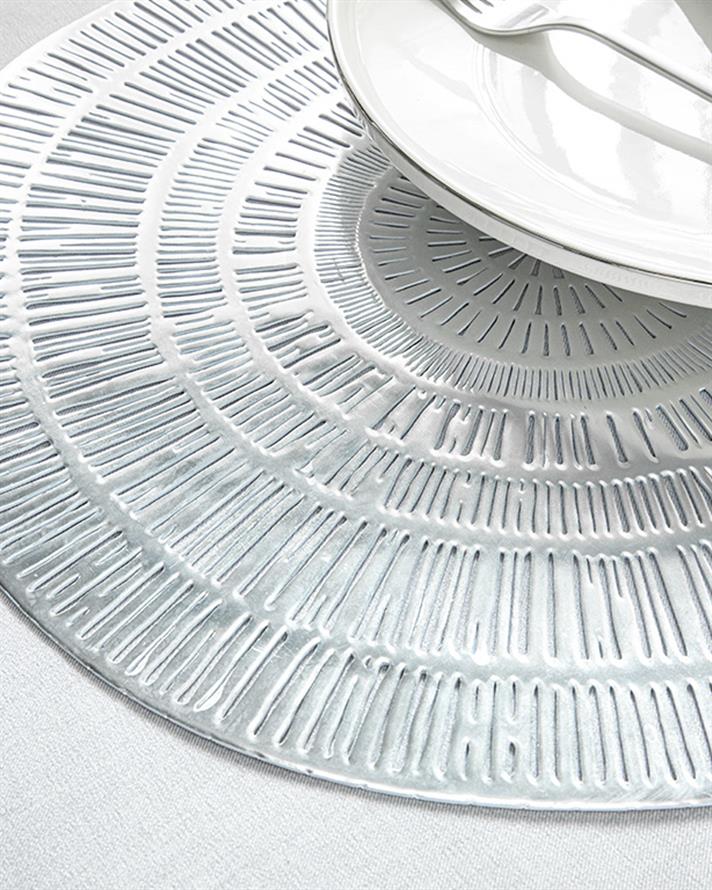 Glazzy PVC 2 Set Place Mat 38 cm Silver.