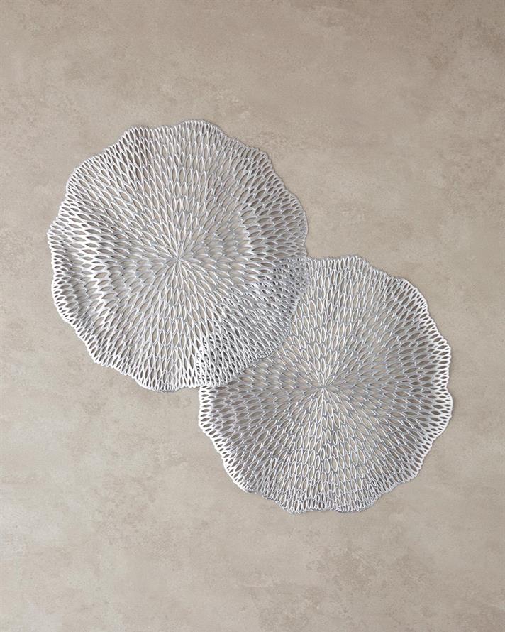 Pvc 2 pcs Place Mat 38 cm Silver.