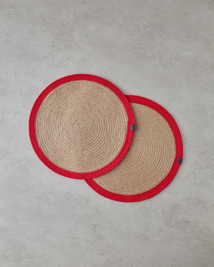 Jute 2 Set Place Mat 38 cm Red