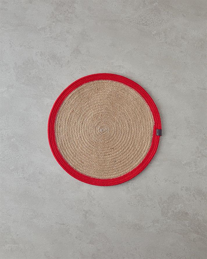Jute 2 Set Place Mat 38 cm Red