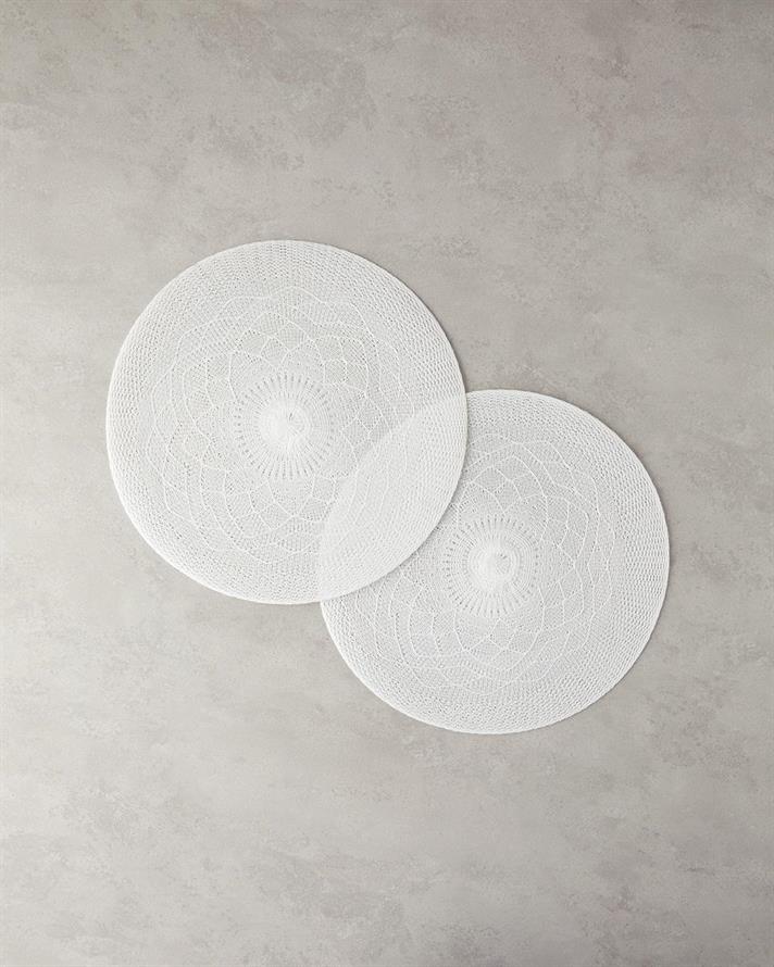 Leron Polyester 2 pcs Place Mat 38 cm White