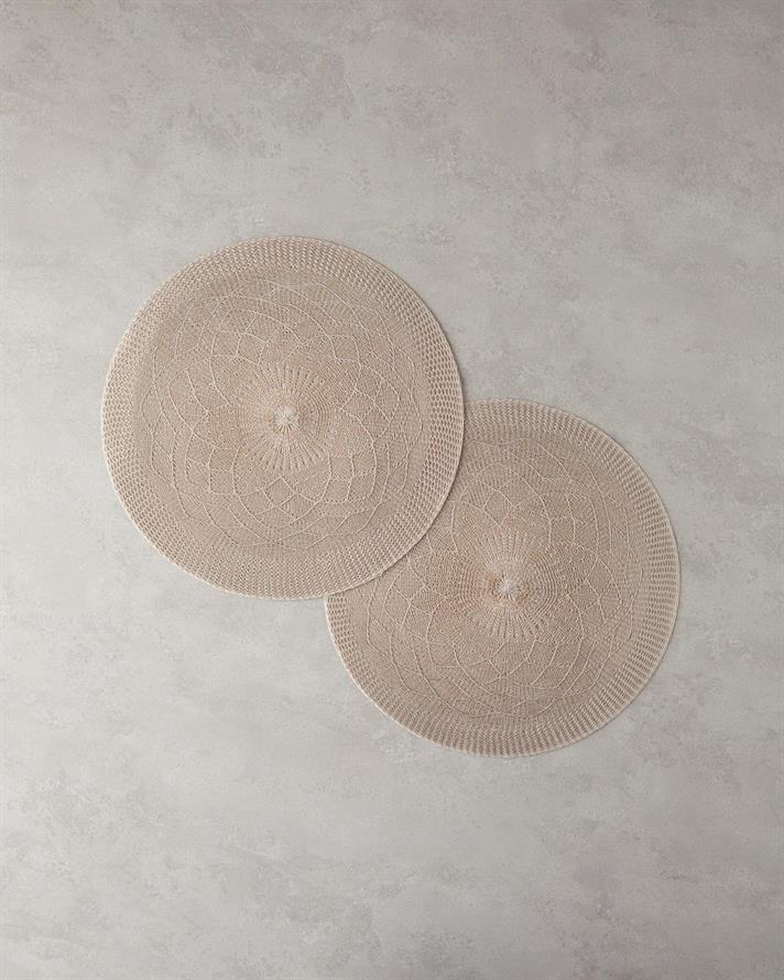 Leron Polyester 2 pcs Place Mat 38 cm Beige
