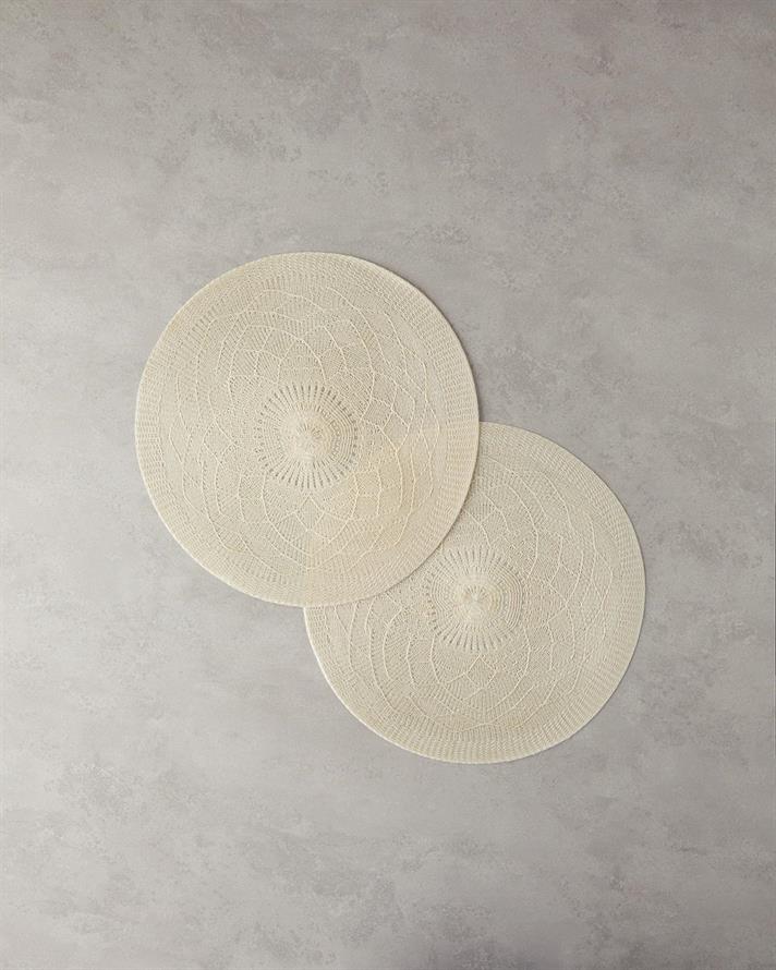Leron Polyester 2 pcs Place Mat 38 cm Cream
