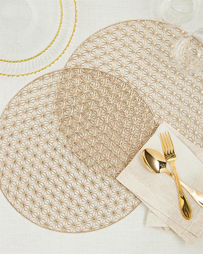 Loya PVC 2 Set Place Mat 38 cm Gold