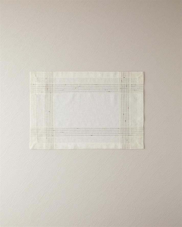 Luxe Linen Look Poliester Cu 2 Piese Placemat Masă 35x50 cm Crem Negru