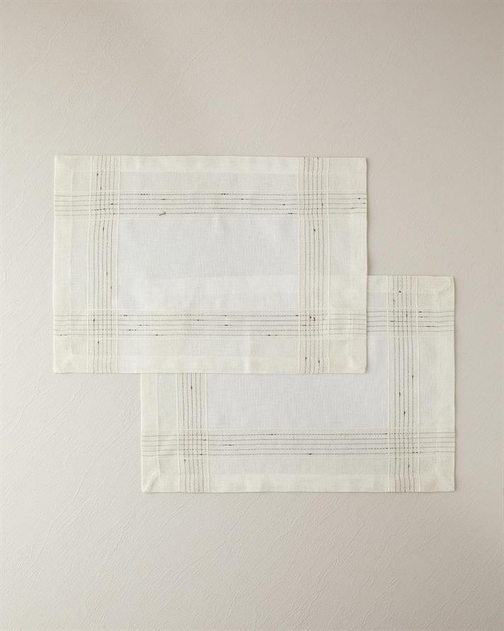 Luxe Linen Look Poliester Cu 2 Piese Placemat Masă 35x50 cm Crem Negru