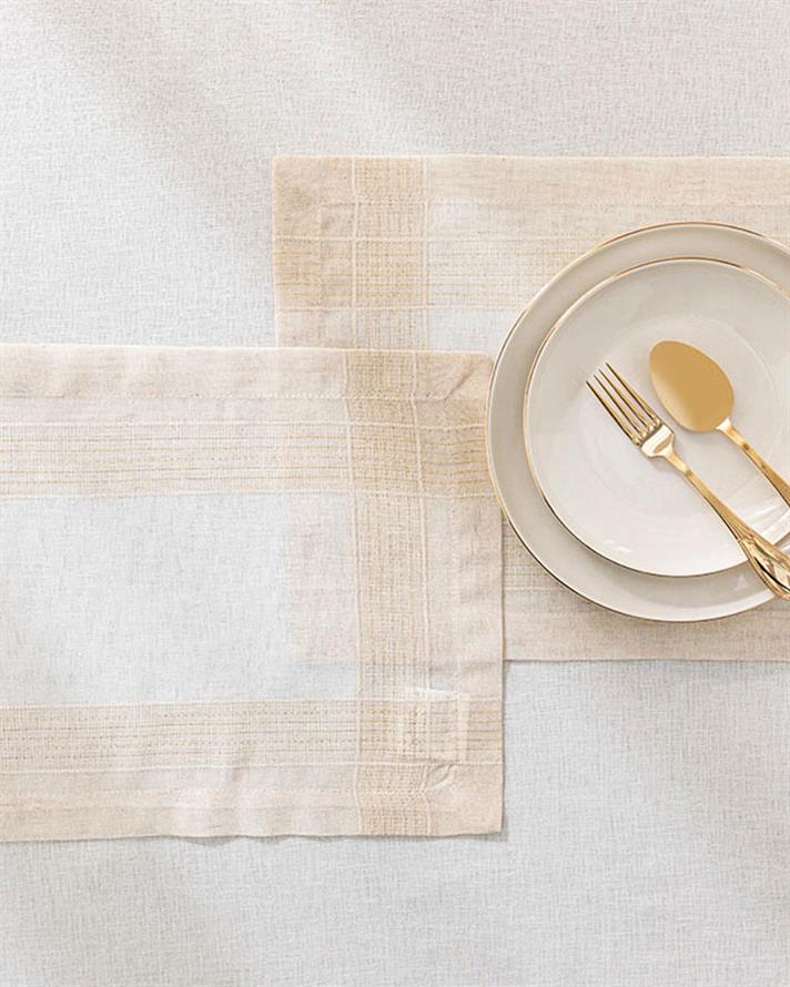 Shiny Linen Polyestere 2 Set Place Mat 35x50 cm Gold