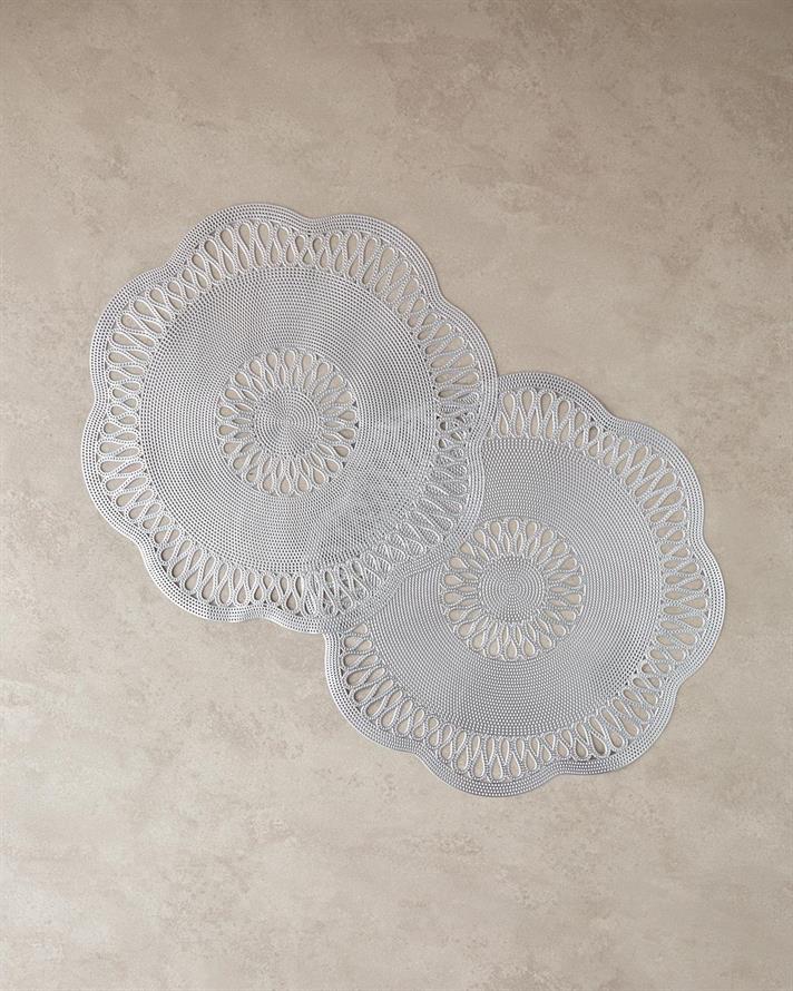 Pvc 2 pcs Place Mat 38 cm Silver.