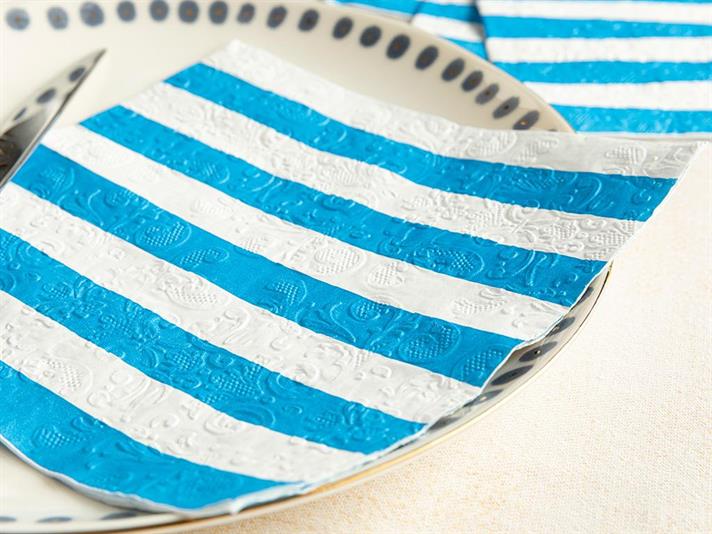 Set 20 șervețele, Big Stripes, hârtie, 33x33 cm, bleu