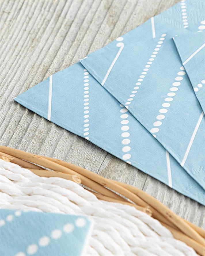 Set 20 șervețele, Blou, hârtie, 33x33 cm, bleu