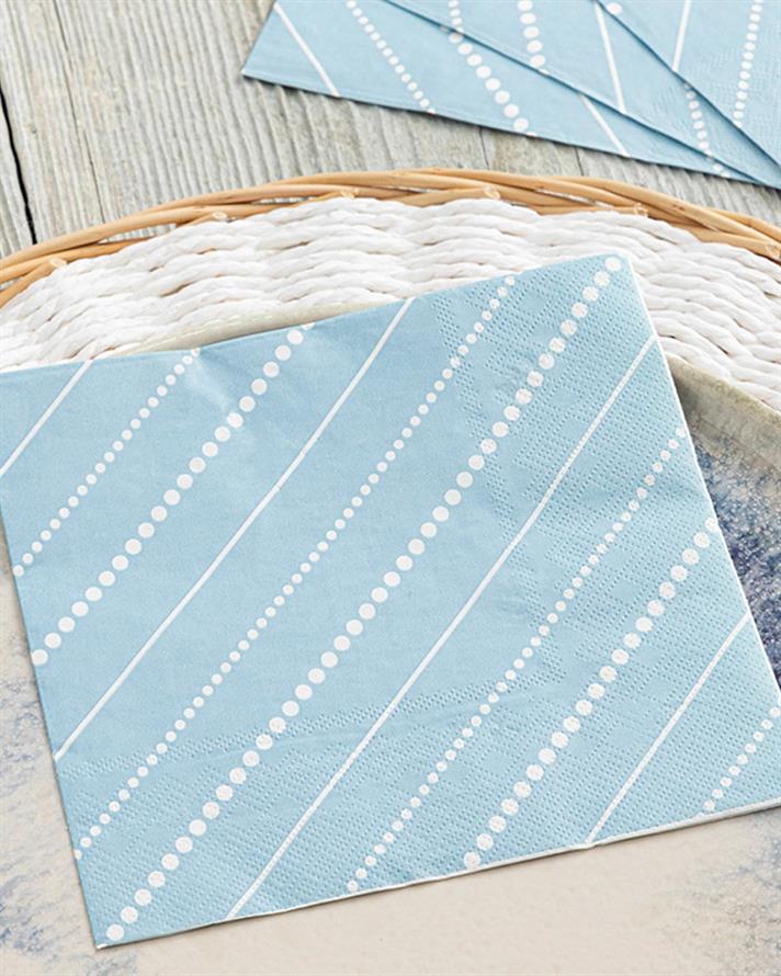 Set 20 șervețele, Blou, hârtie, 33x33 cm, bleu