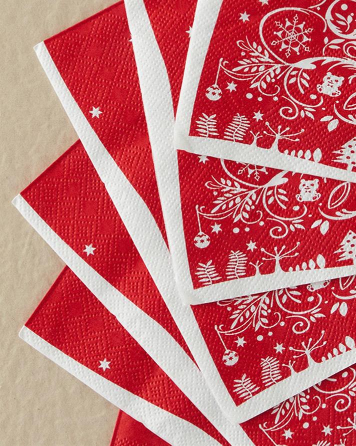 Set 20 șervețele, Christmas Tree, hârtie, 33x33 cm, roșu