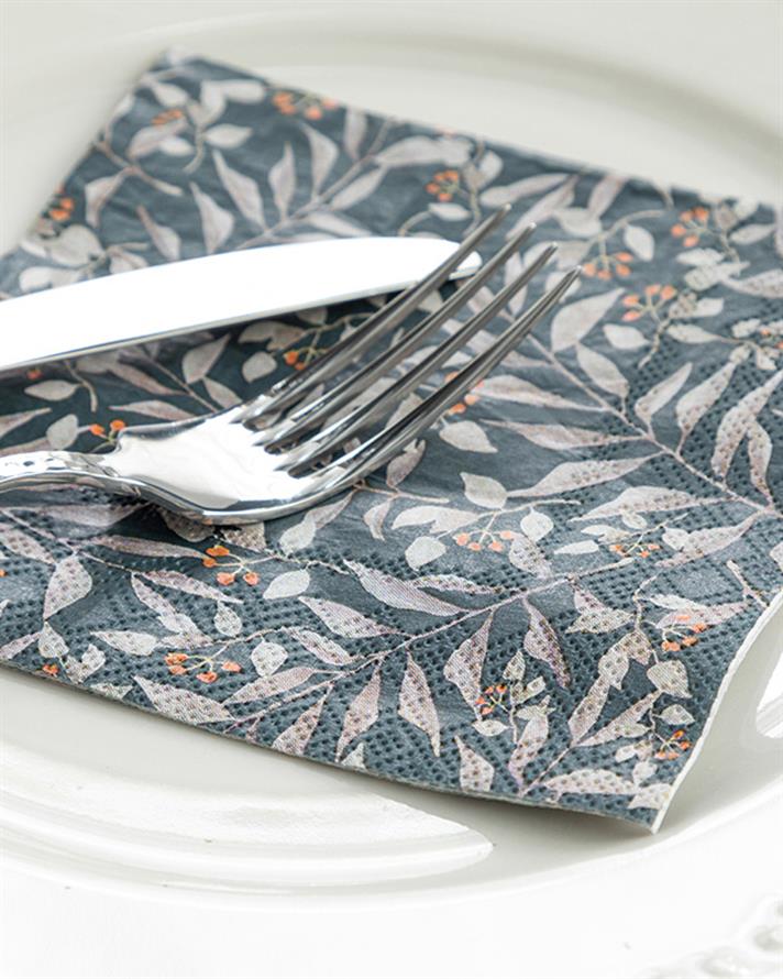 Set 20 șervețele, Domino, hârtie, 25x25 cm, albastru indigo