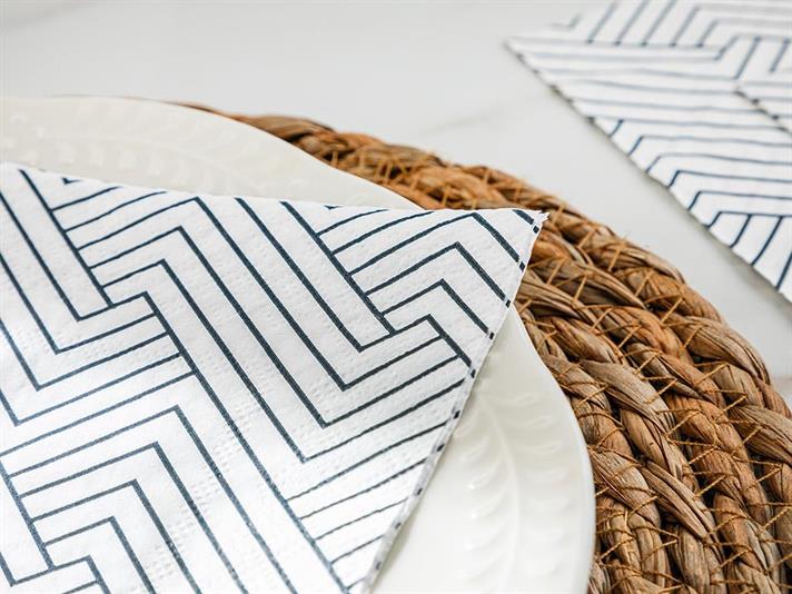 Set 20 șervețele, Gate, hârtie, 33x33 cm, negru