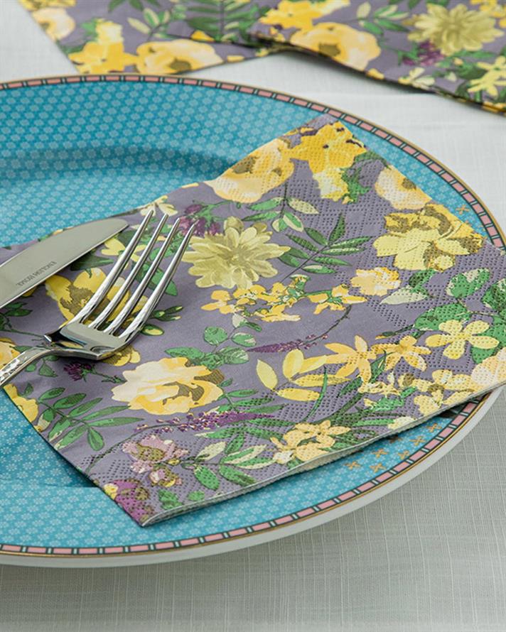 Set 20 șervețele, Jelewed Pond, hârtie, 33x33 cm, galben