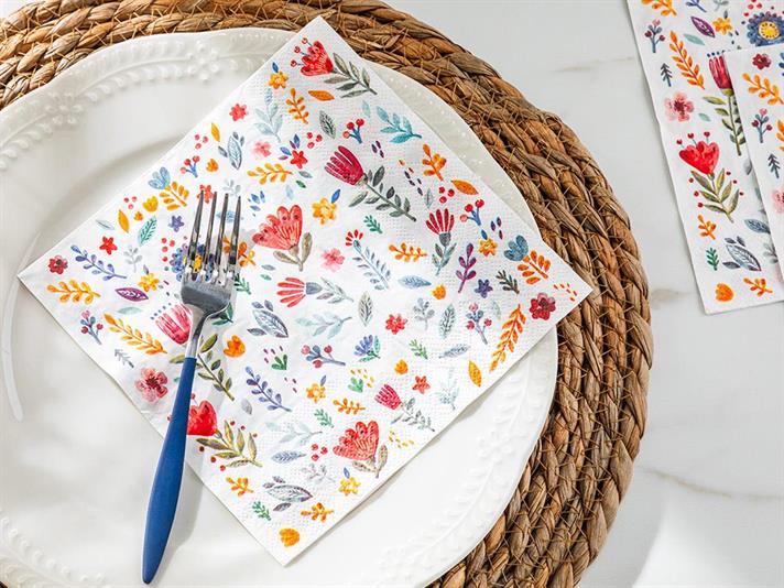 Set 20 șervețele, Laila, hârtie, 33x33 cm, alb