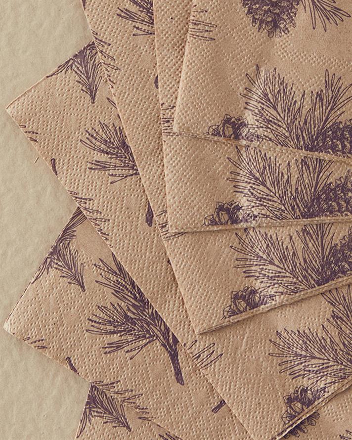 Set 20 șervețele, Magic Pine, hârtie, 33x33 cm, maro