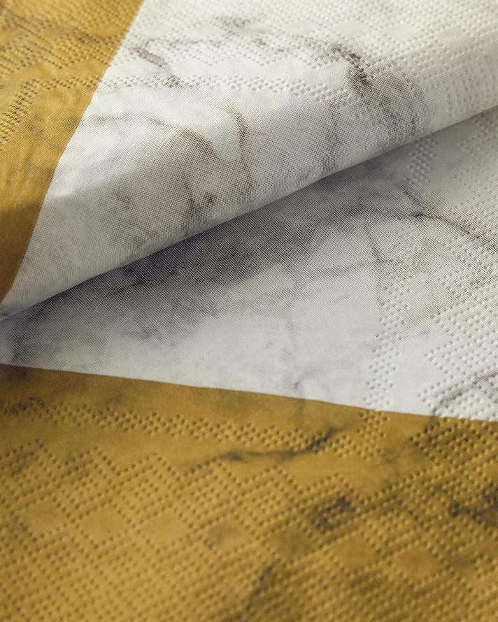 Set 20 șervețele, Marble Stripe, hârtie, 33x33 cm, auriu