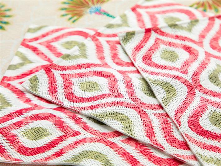 Set 20 șervețele, Morabe, hârtie, 33x33 cm, roșu