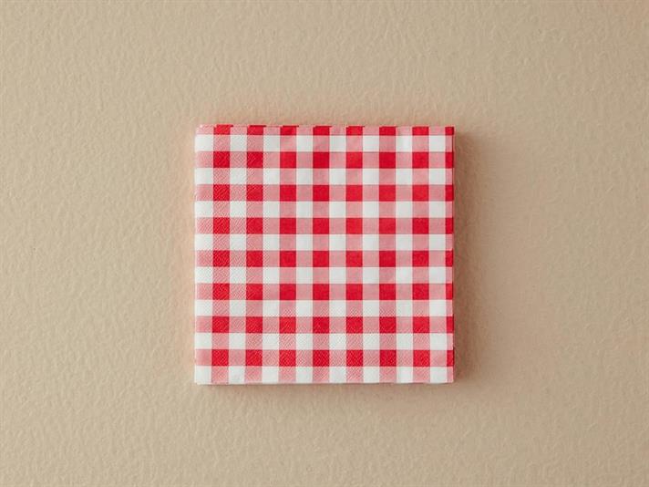 Set 20 șervețele, Red Plaid, hârtie, 33x33 cm, roșu