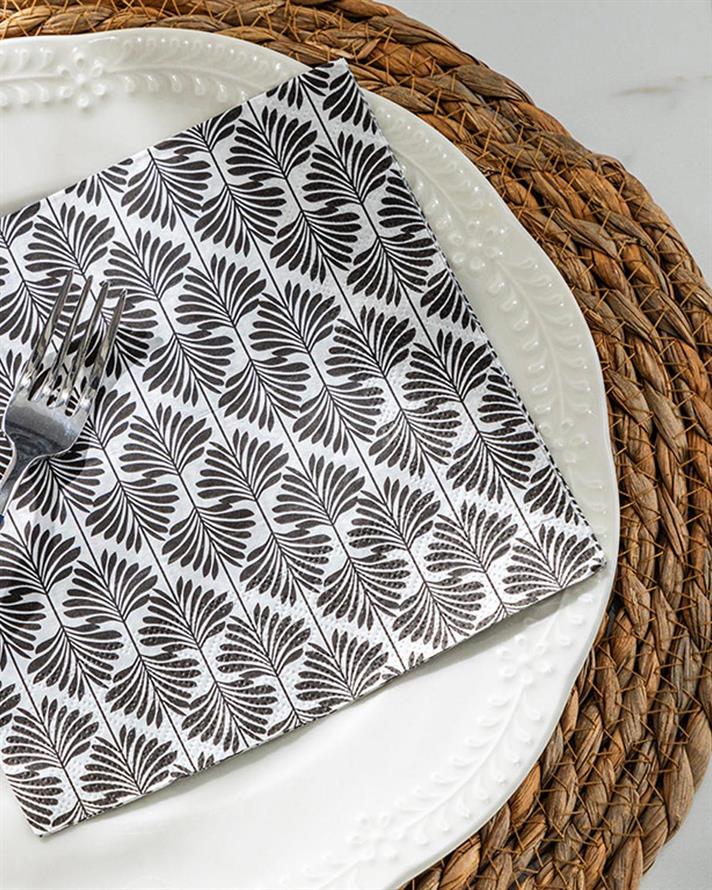 Set 20 șervețele, Voysey, hârtie, 33x33 cm, negru