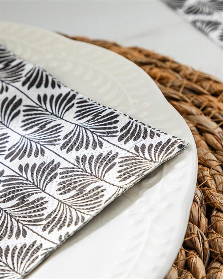 Set 20 șervețele, Voysey, hârtie, 33x33 cm, negru