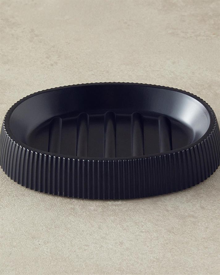 Set 3 accesorii de baie, Evelyn, plastic, 17,5x6,5x6,5 + 9x6,5x6,5 + 1 cm, negru