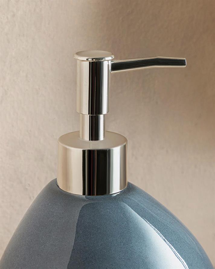 Set 3 accesorii de baie, Gusto, dolomită, 7,5x7,5x19 + 7,5x7,5x10,7 + 14x1 cm, bleu