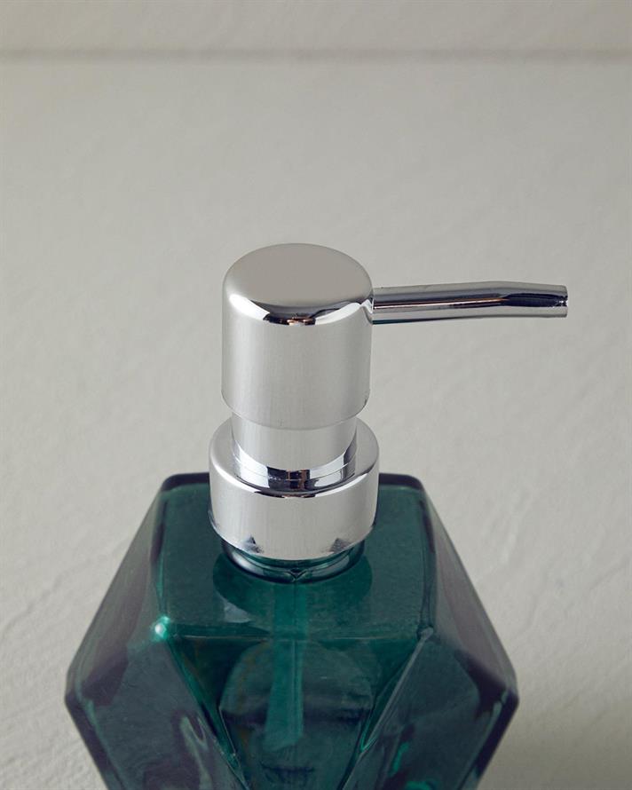 Set 3 accesorii de baie, Hailey, sticlă, 10x14 + 9x9 +11,5x3 cm, verde