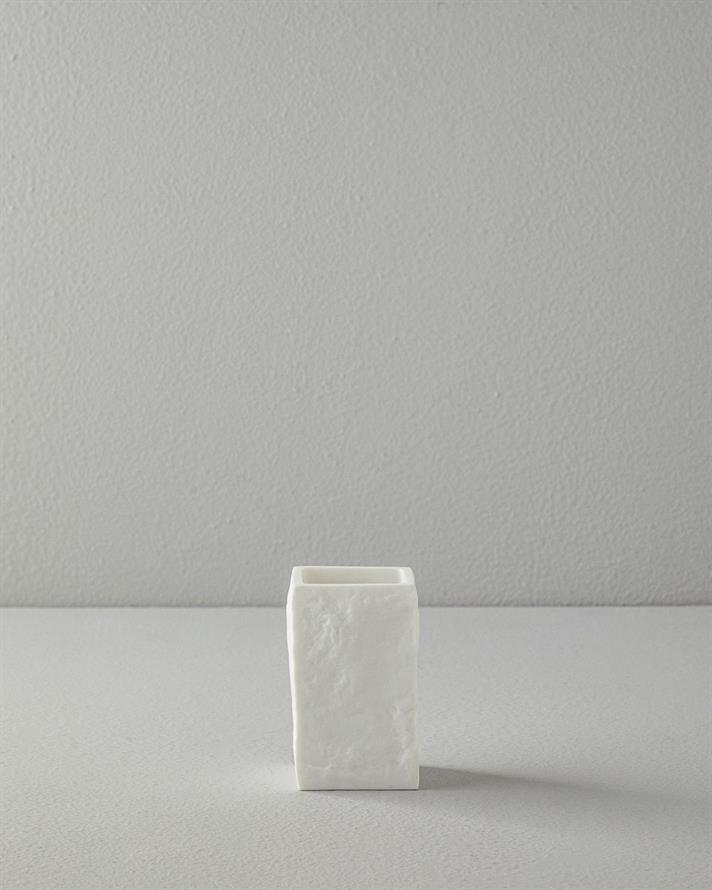 Set 3 accesorii de baie, Marble, polirăsină, 16x10x19 cm, alb