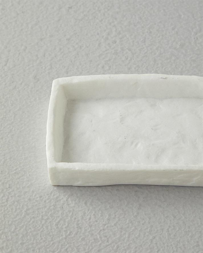 Set 3 accesorii de baie, Marble, polirăsină, 16x10x19 cm, alb