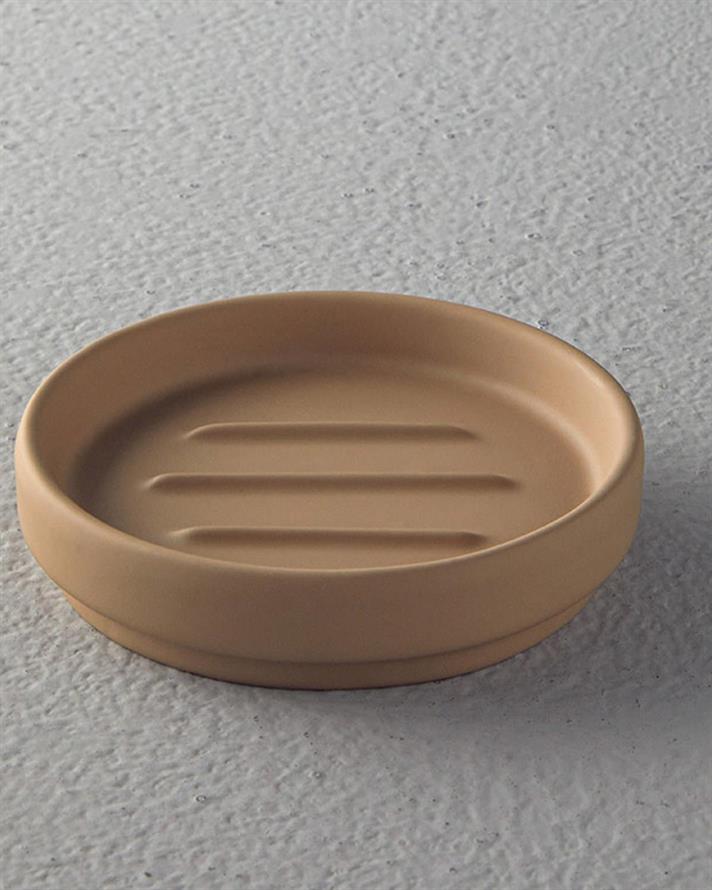 Set 3 accesorii de baie, Moderna, ceramică, 9x17,8 + 8,4x11,5 + 10,7x2,5 cm, bej