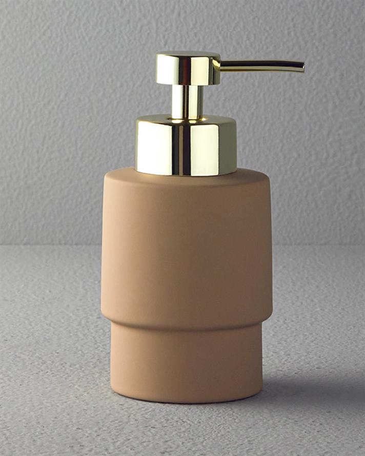 Set 3 accesorii de baie, Moderna, ceramică, 9x17,8 + 8,4x11,5 + 10,7x2,5 cm, bej