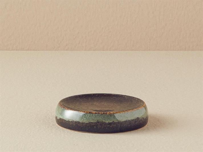 Set 3 accesorii de baie, Nora, ceramică, 12x16 + 9,5x10 + 11,5x2,5 cm, gri