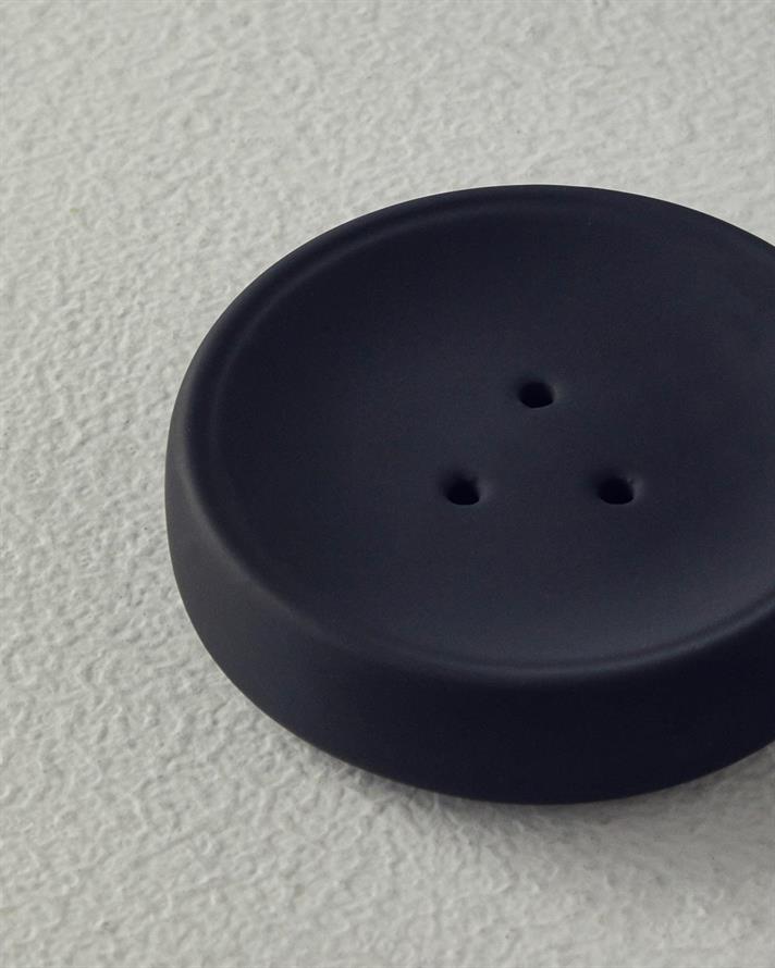 Set 3 accesorii de baie, Shade, ceramică, 8,6x16,7 + 8,5x11,2 + 11x3  cm, negru