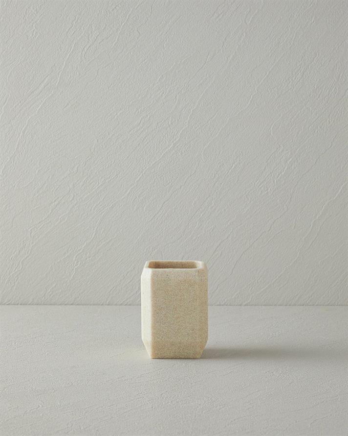 Set 3 accesorii de baie, Stone, polirăsină, 17,5x11x18 cm, bej