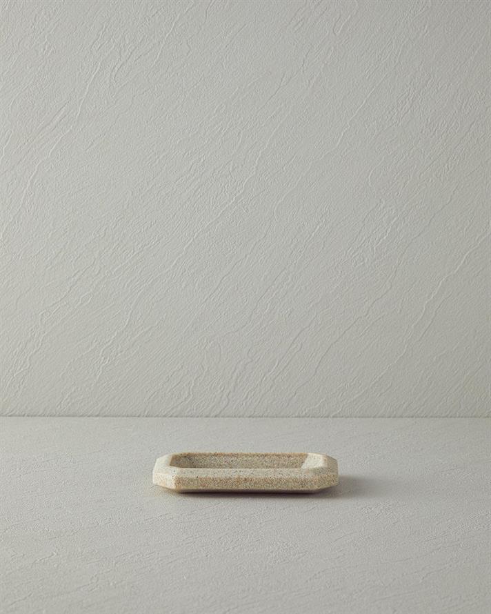 Set 3 accesorii de baie, Stone, polirăsină, 17,5x11x18 cm, bej