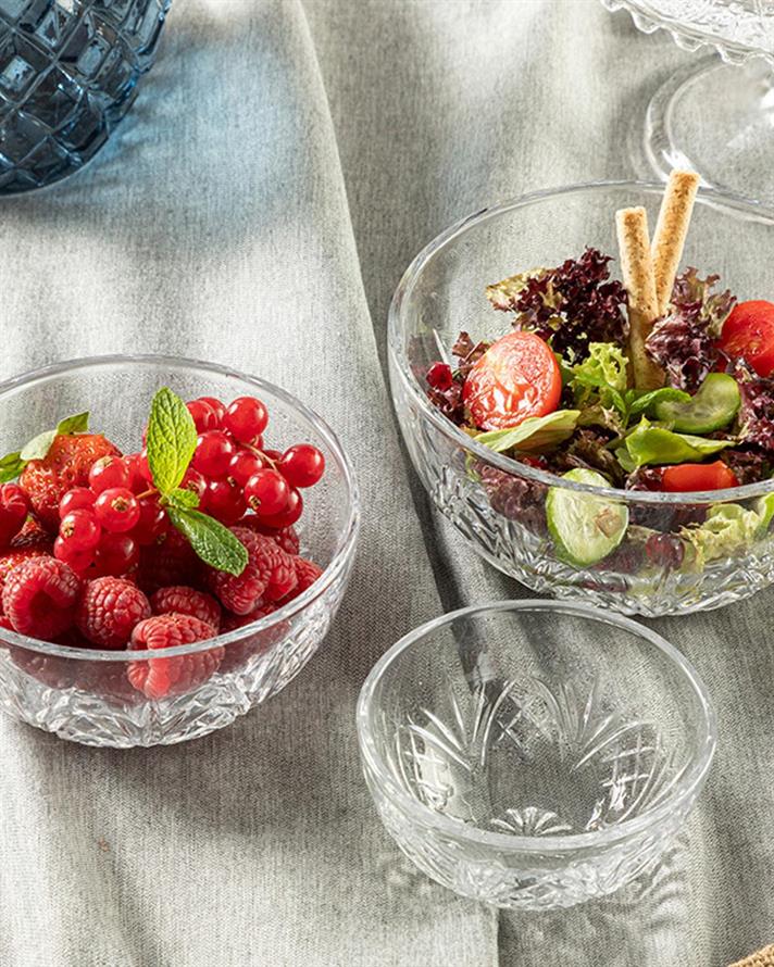 Set 3 boluri, Fungo, sticlă, 9,5 + 12,7 + 15 cm, transparent