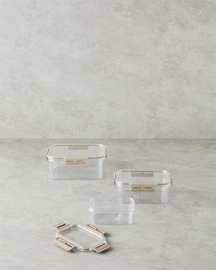 Plastic 3 Set Storage Box Beige