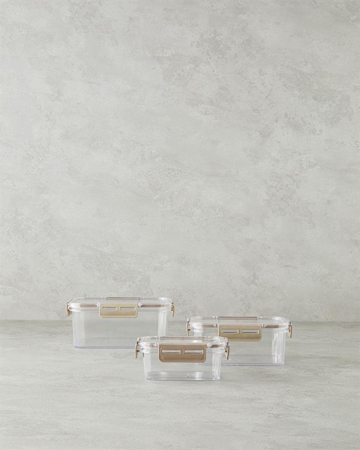 Plastic 3 Set Storage Box Beige