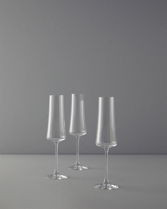 Set 3 Pahare șampanie, Marsel, cristalit, 210 ml, transparent