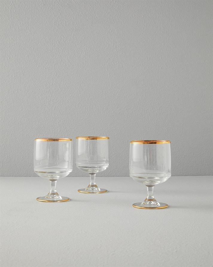 Set 3 Pahare pentru apă, Andrea, sticlă, 300 ml, auriu