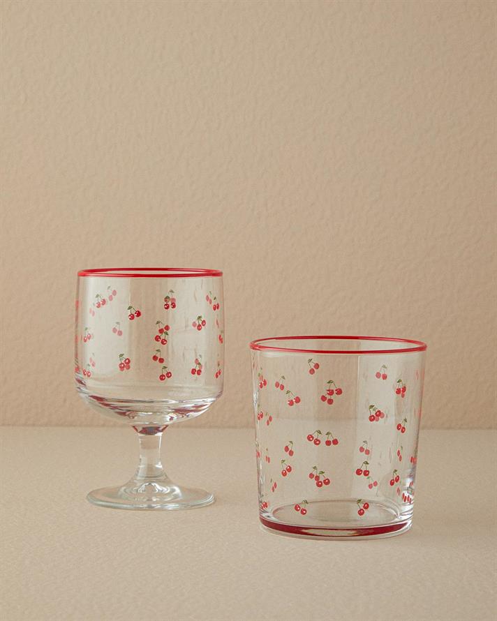 Set 3 Pahare pentru apă, Cherry, sticlă, 300 ml, roșu