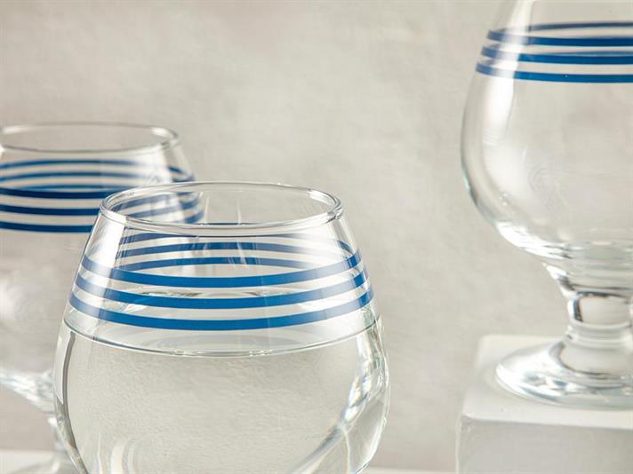 Set 3 Pahare pentru apă, Cosy Lines, sticlă, 390 ml, bleu
