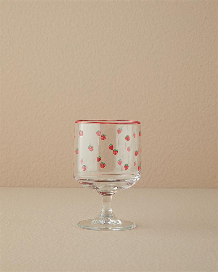 Set 3 Pahare pentru apă, Strawberry, sticlă, 300 ml, roșu