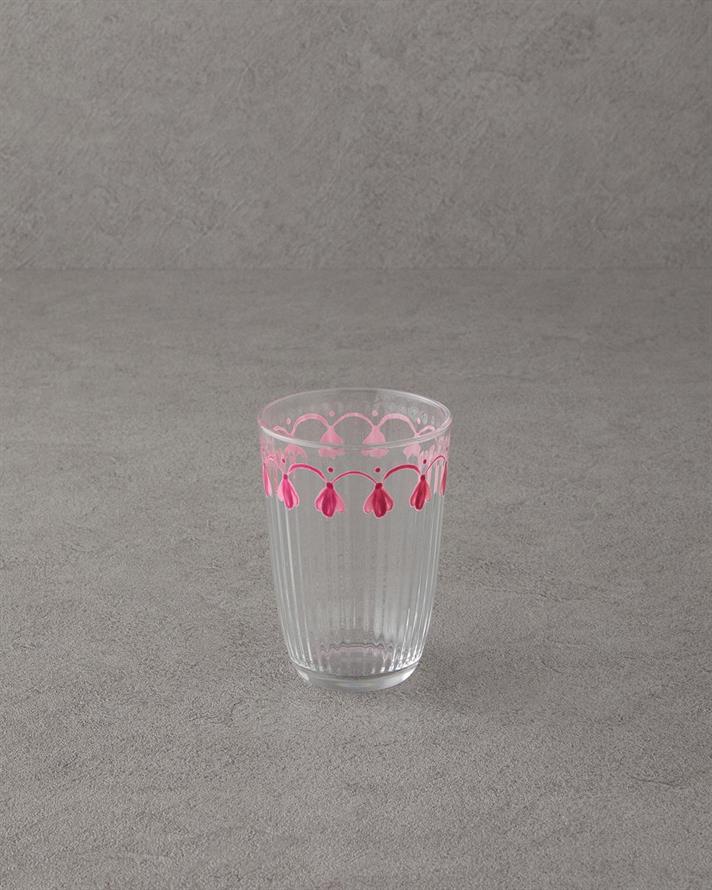 Set 3 pahare pentru apa/ sucuri, Carnival Drip, sticla, 395 ml, roz