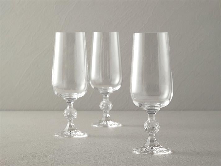 Set 3 Pahare pentru vin spumant, Glossy, cristalit, 280 ml, transparent